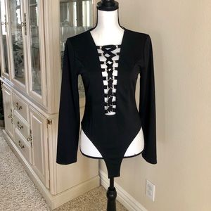 *NWOT* Plunging Neckline “Lace-Up” Bodysuit